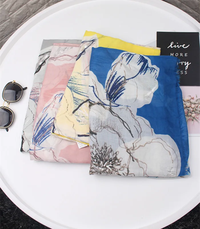 2019 модные шарфы и шали из фольги с эффектом омбре роскошный цветочный шарф хиджаб