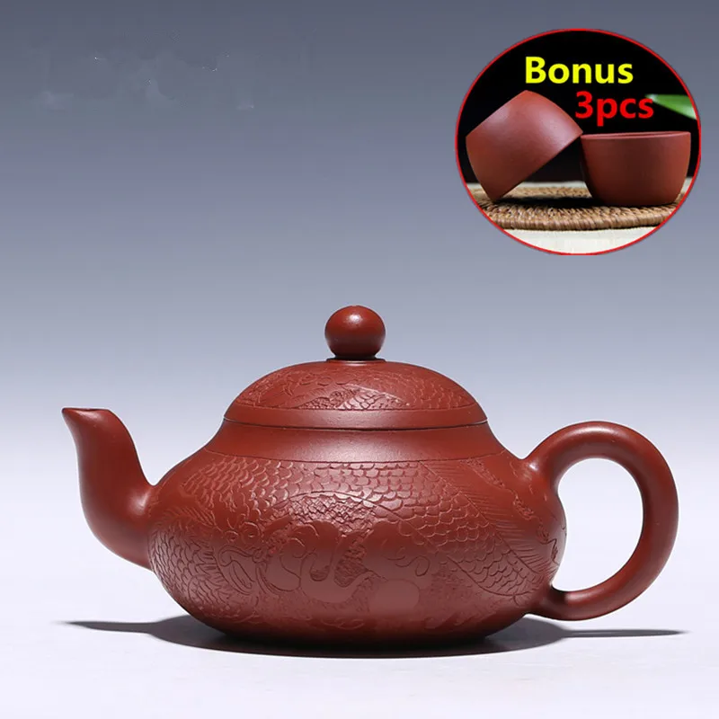 

150ML Kung Fu Tea Set Yixing Teapot Handmade Authentic Purple Clay Chinese Zisha Bonus 3 Tea Cups Ceramic Pot Kettle Gift Box