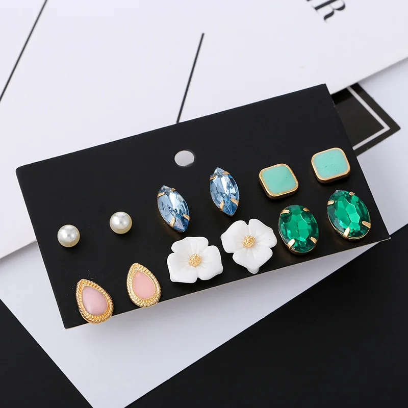 Winterxue 6 пар/компл. маленькие синие зеленые прозрачные стразы шпильки Комплект