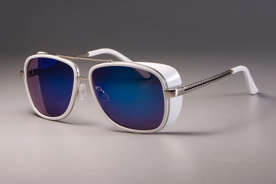white blue CCSPACE Железный человек 3 Matsuda TONY стимпанк Солнцезащитные очки Мужские зеркальные брендовые дизайнерские очки модные очки оттенки УФ Защита - Цвет линз: white blue
