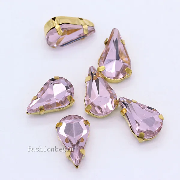 pink 5x8 мм 6x10 мм 8x13 мм 24-цвета каплевидные стеклянные изготовление каменных ювелирных изделий квадратных бусин с украшением в виде кристаллов Стразы Золотая основа кнопки для одежды - Цвет: pink