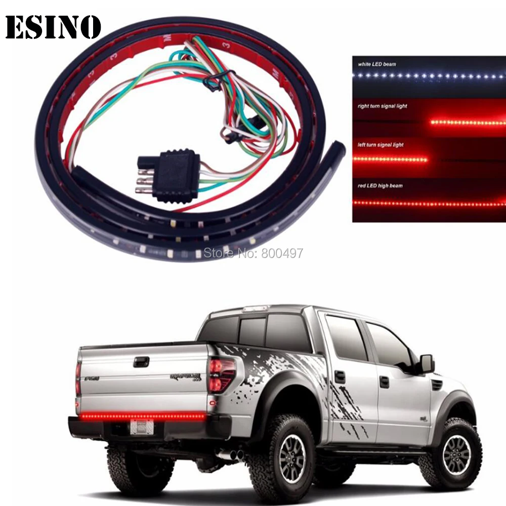 

Newest 12V 60" Flexible LED Light Strip Tailgate Bar Backup Reverse Brake Tail Turn Signal Lights Lamp for Auto Truck SUV Pickup