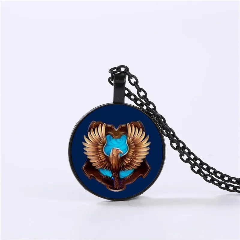 Стекло ожерелье Ravenclaw школьный герб время драгоценный камень кулон щедрое