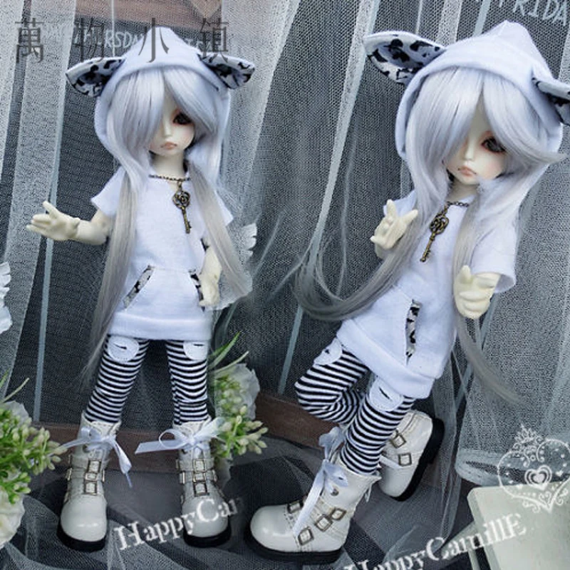 Новый костюм в черно-белую полоску с заячьими ушками для BJD MSD YOSD 1/4 1/6 Одежда кукол