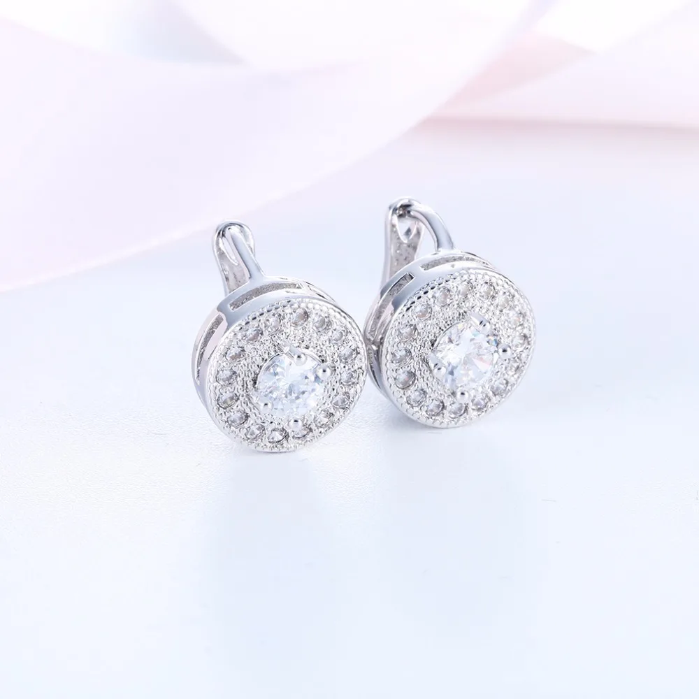Kinitial 1 пара новые модные круглые белые инкрустационные циркониевые серьги для
