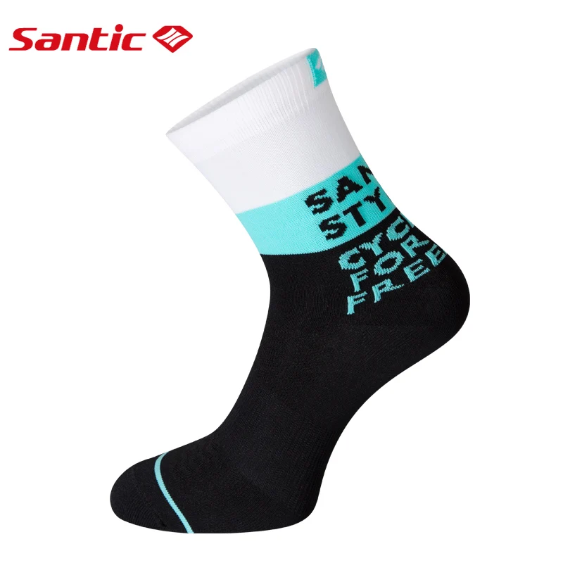 9C09098B Santic мужские спортивные носки для велоспорта, бега, баскетбола, футбола, дышащие, анти-пот, уличная спортивная одежда, свободный размер - Цвет: 9C09098B