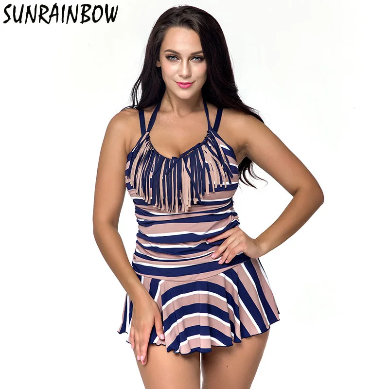 Женский купальник с высокой талией SUNRAINBOW винтажный купальный костюм большого
