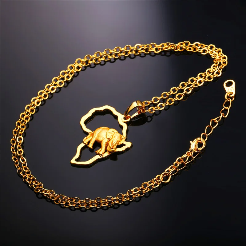 Колье с Африканской картой и подвесками Золотой/Серебряный цвет мужские