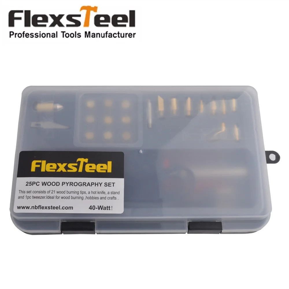 Flexsteel 25 шт. 40 Вт древесная пирография набор деревянный для выжигания с 21 сжигания