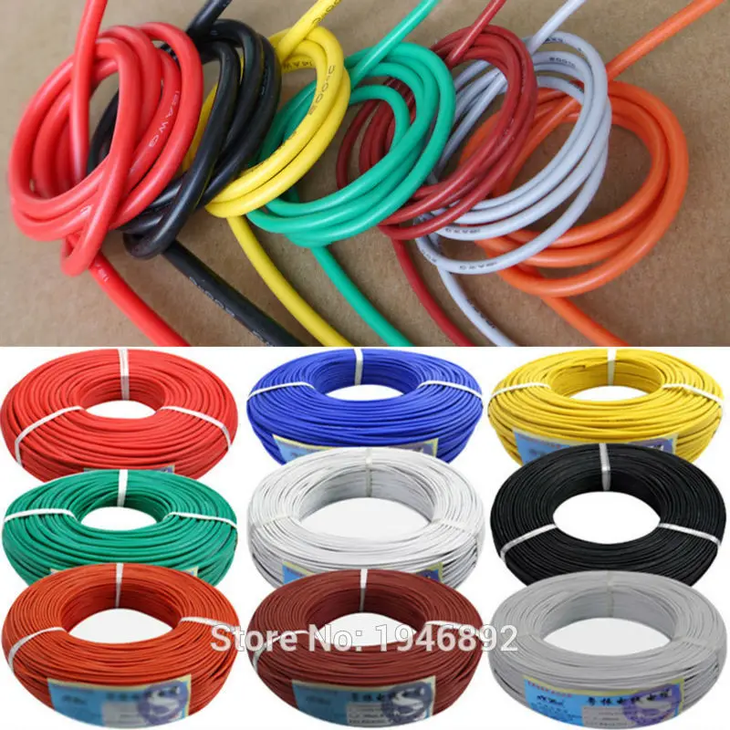 Гибкий силиконовый провод калибра 28 AWG 10 цветов радиоуправляемая Кабельная линия