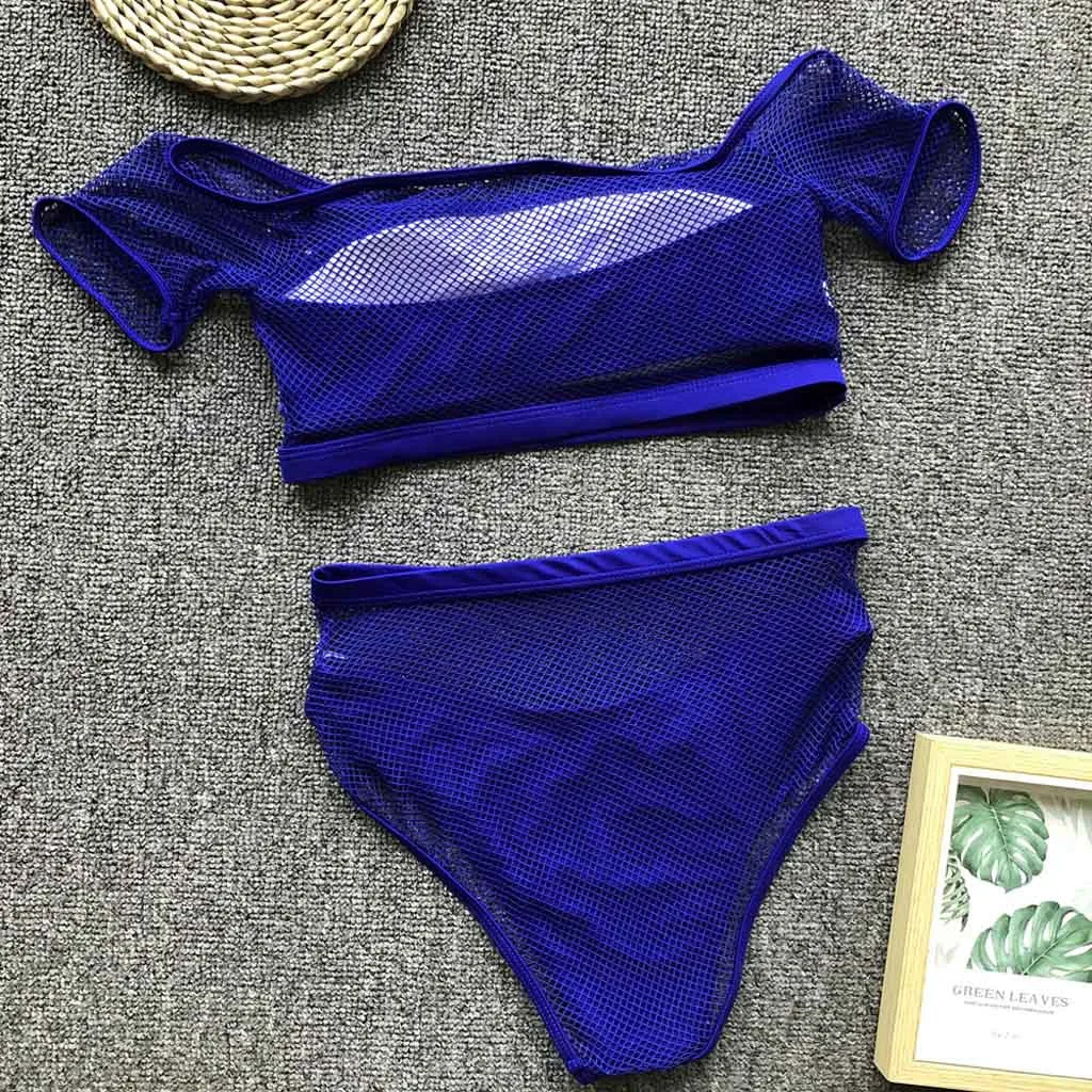 Женский купальник бикини SAGACE однотонный из сетчатой ткани пляжный топ с вырезами