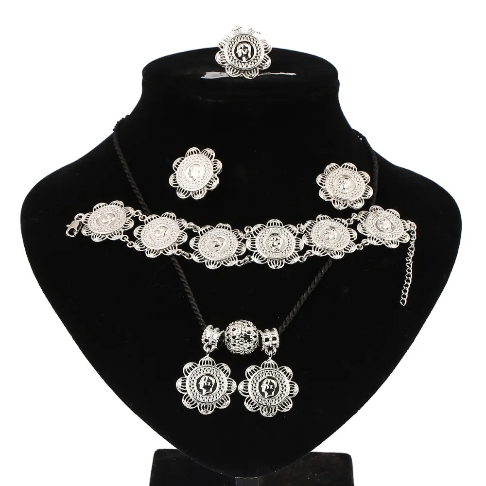 Женский ювелирный набор из эфиопских монет золотого цвета 22 к комплекты