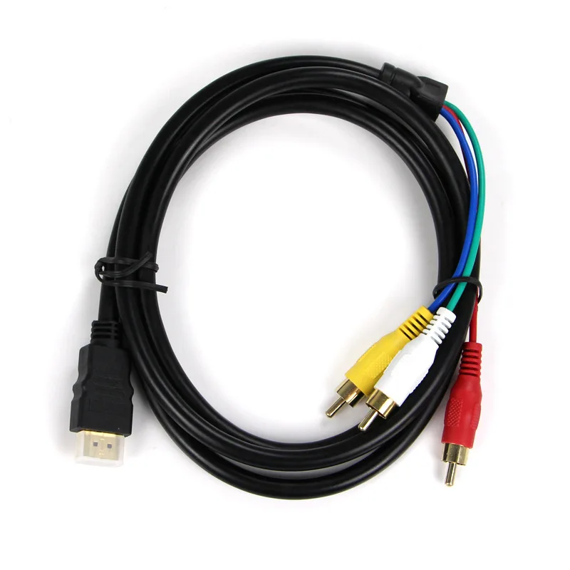 500 шт. 5 футов 1 м HDMI в 3 RCA видео AV ТВ композитный адаптер конвертер 3RCA RGB кабель для