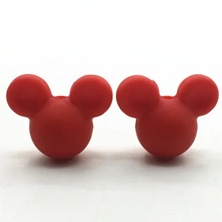 red 50 шт./лот Детские шарики для прорезывания зубов Микки из мультфильма силиконовые бусины в виде Микки-Мауса Для Ожерелья Детские игрушки аксессуары ювелирные изделия - Цвет: red