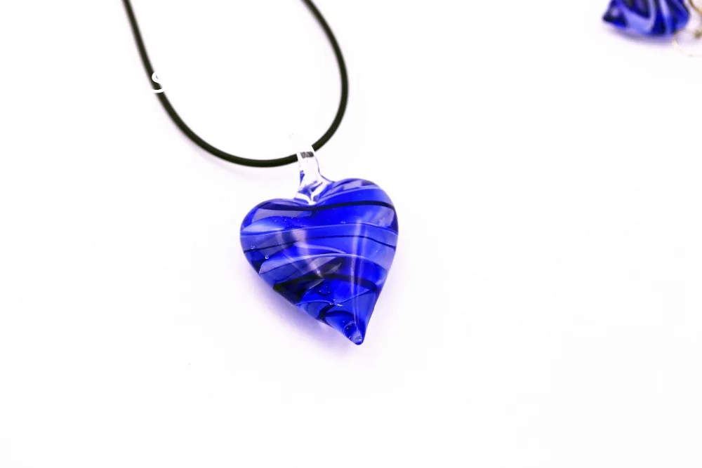 12 компл./лот сердца синего муранского стекла лампворк серьги подвески шикарные|12
