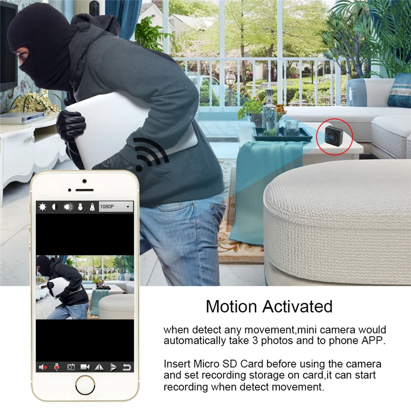 WI FI Micro Камера HD 1080 P Ночное видение и движения Сенсор безопасности дома видео мини