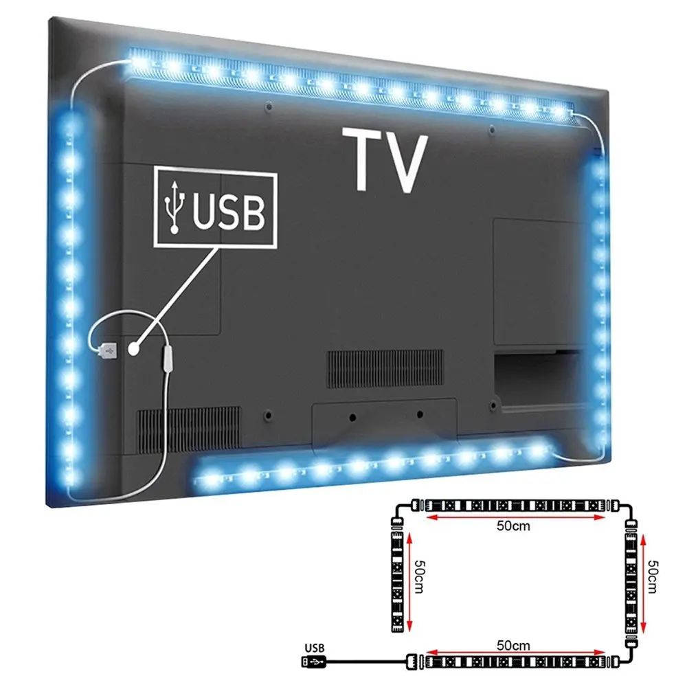 4 шт. 0 5 м Bluetooth USB RGB 5050 Светодиодные ленты свет Smart App Управление гибкие ТВ фон