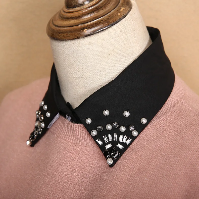 Модный жемчужный воротник хлопковый декоративный бюст фальшивый белый кристалл
