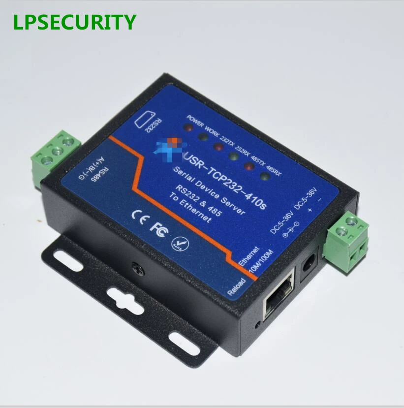 LPSECURITY USR-TCP232-410S Серийный RS232 RS485 для серверного терминала Ethernet с блоком питания |