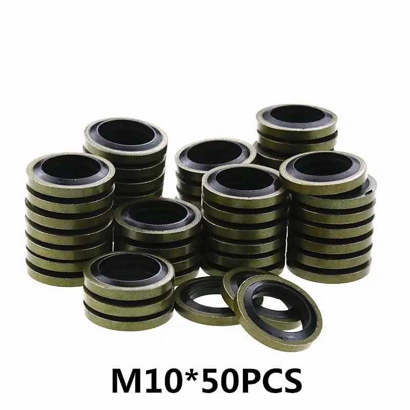 M10 50PCS Мотоциклетные банджо шайбы для болтов прокладки резиновые прокладки уплотнения M6/m8/m10/m12 50 шт. для Honda Yamaha Kawasaki Suzuki - Цвет: M10 50PCS