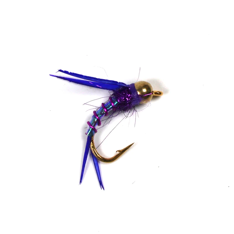 Bimoo 6 шт. #12 Psycho Prince Nymph Crazy Purple Fly яркие латунные шариковые головки рыболовные