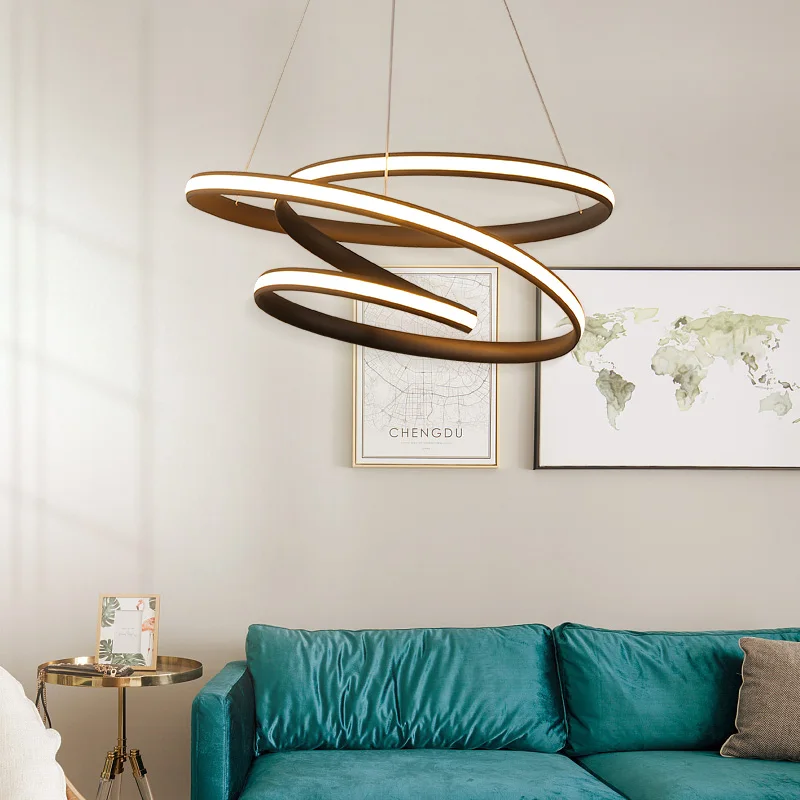 Modern led Chandeliers for Kitchen Dining Room Living Room Suspension luminaire White/Black Aluminum Hanging Chandeliers avize