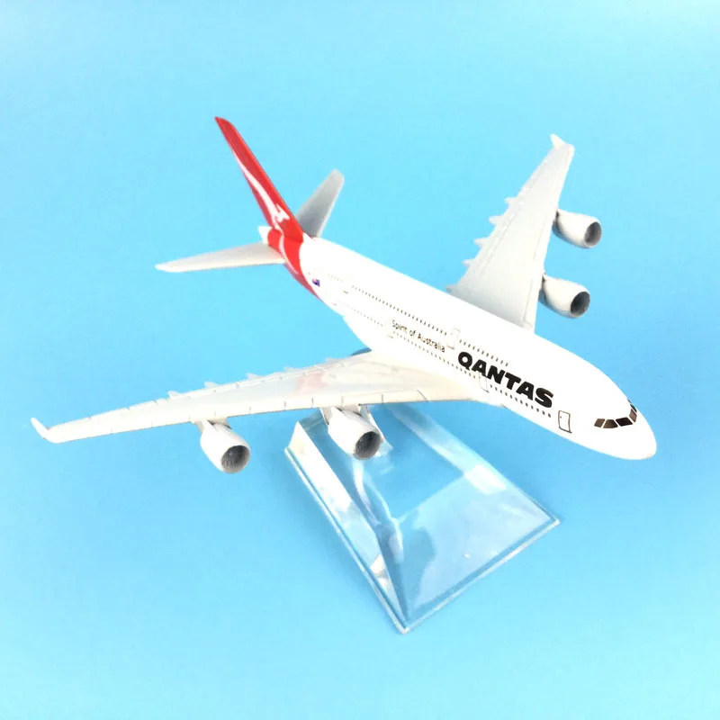Qantas Аэробус A380 с трёхмерными чертёжами литая металлическая модель самолета; Каблук 16 см 1:400 металлический A380 самолет модель самолета подарок