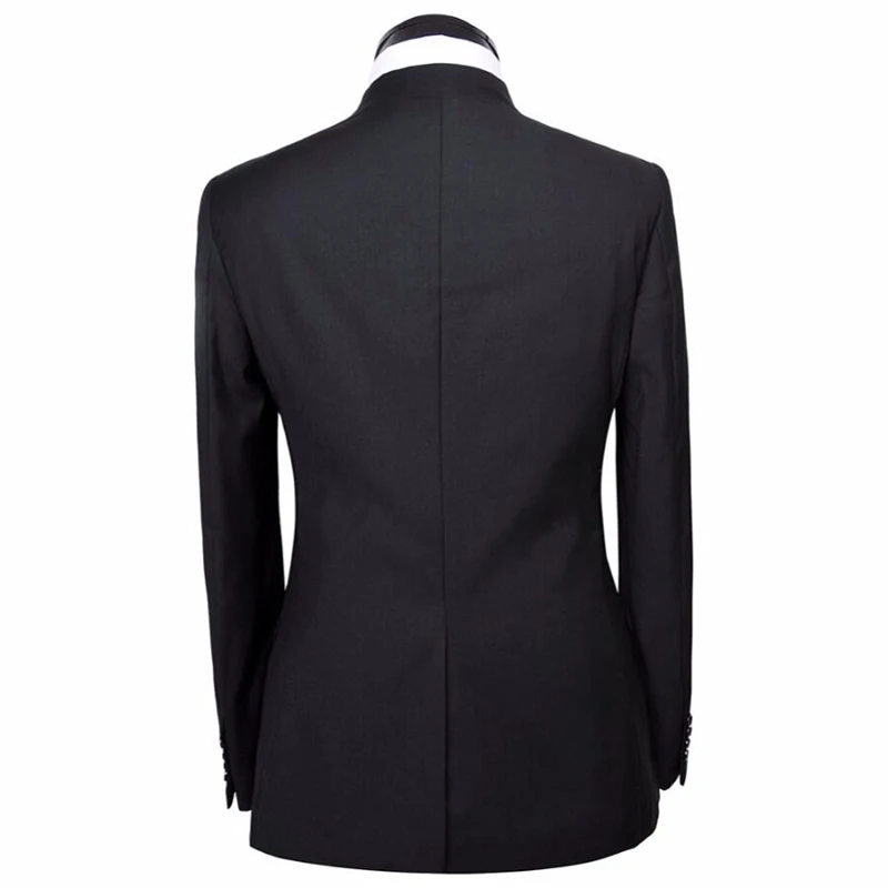

HB030 Gray Men Suits Mandarin Collar Groom Wedding Tuxedos Single Breasted Formal Work Business Suits Standing Collar Suit