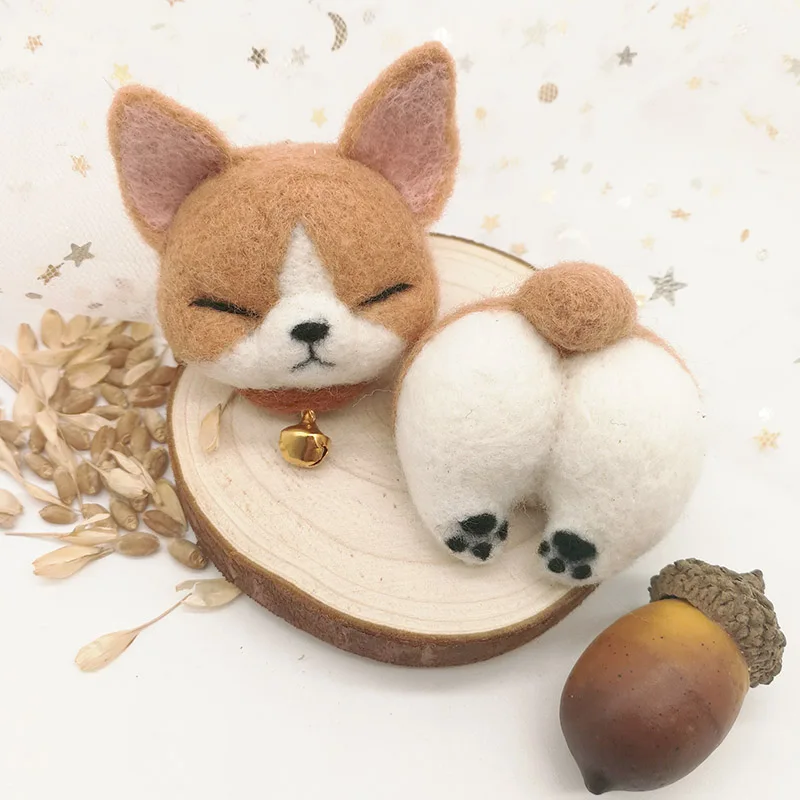 Custom Made Corgi Hip Key Ring Wool Felt DIY Material Bag American Shorthair Handmade Cat Doll | Дом и сад