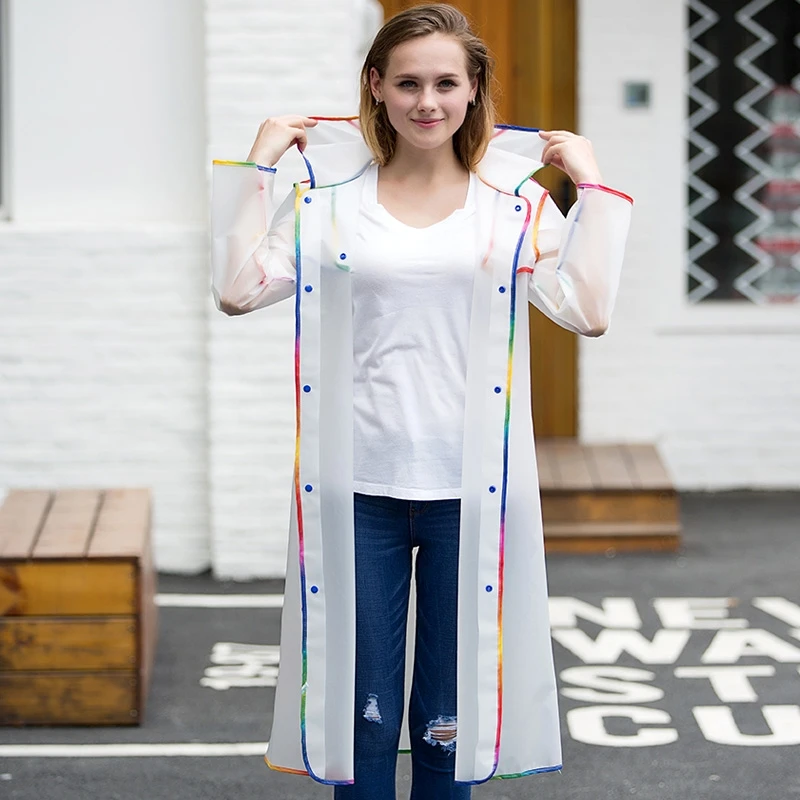 2017 Модный женский длинный непромокаемый плащ EVA плотная непромокаемая одежда