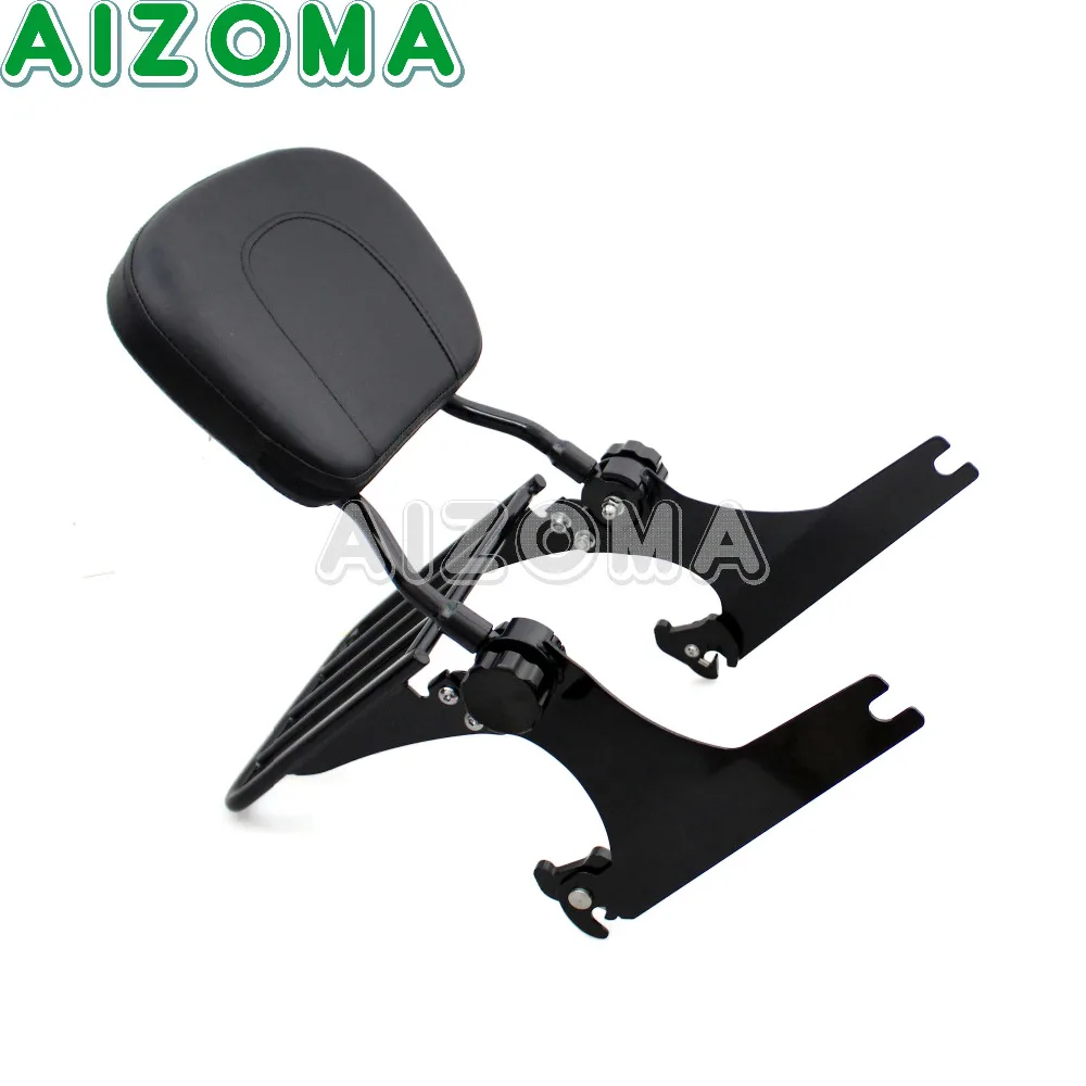 Black Adjustable Backrest Sissy Bar Motorcycle Rear Luggage Rack For Harley Dyna Street Bob FXD Low Rider Super Glide 2002-18 19 |