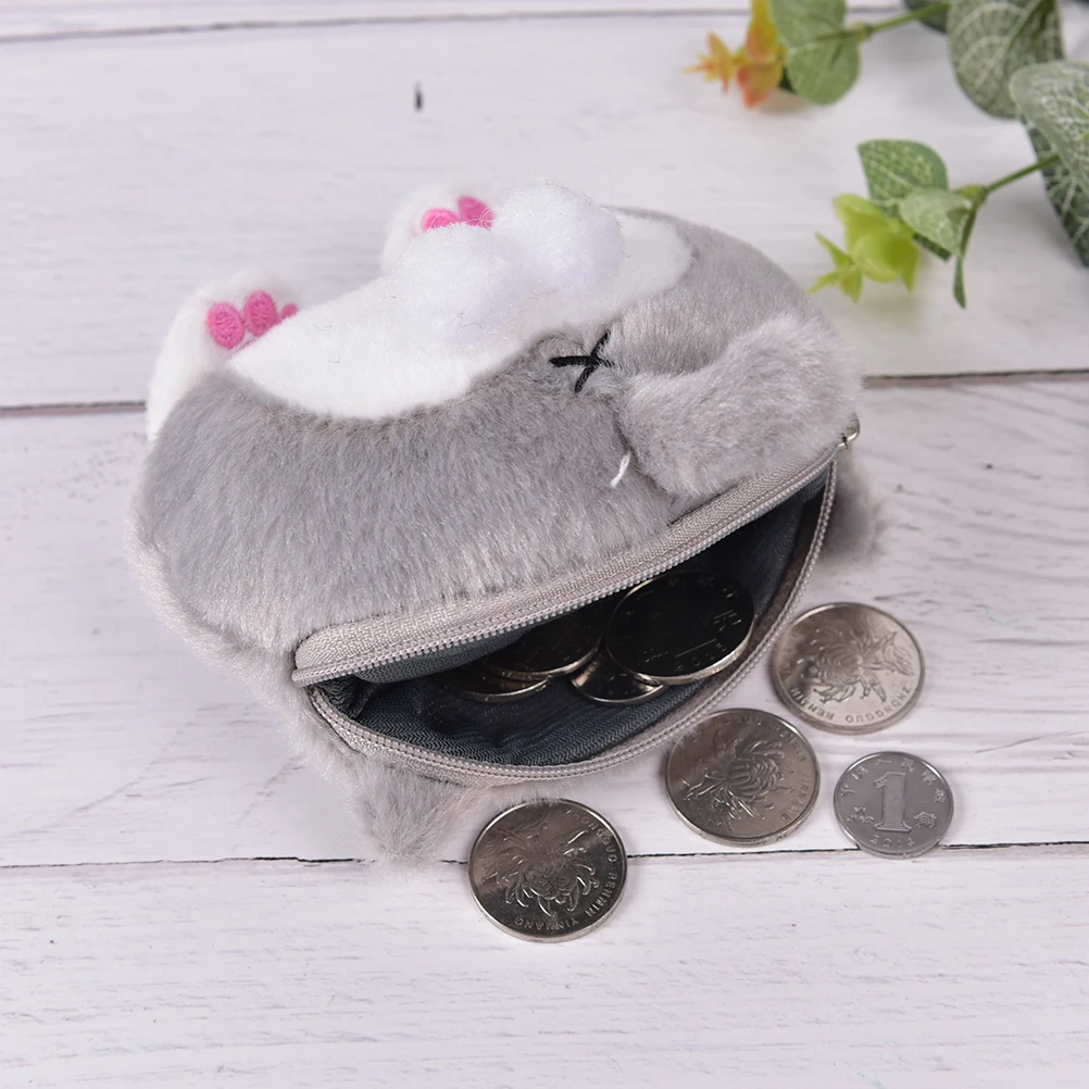 Kawaii Женский мини милый кот хвост плюшевый Кошелек для монет сумка Para Monedas