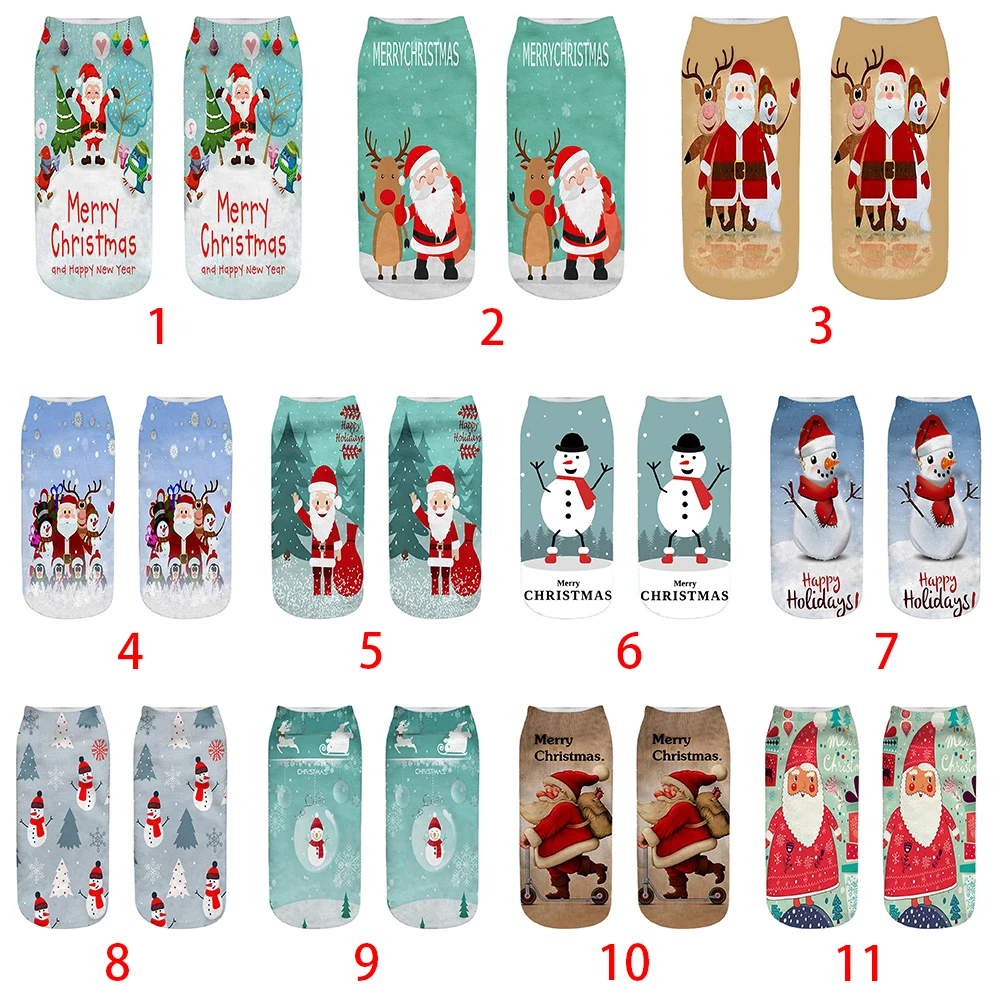 Подарок Новый год Милые 3D печатные забавные носки Рождественский Снеговик Санта