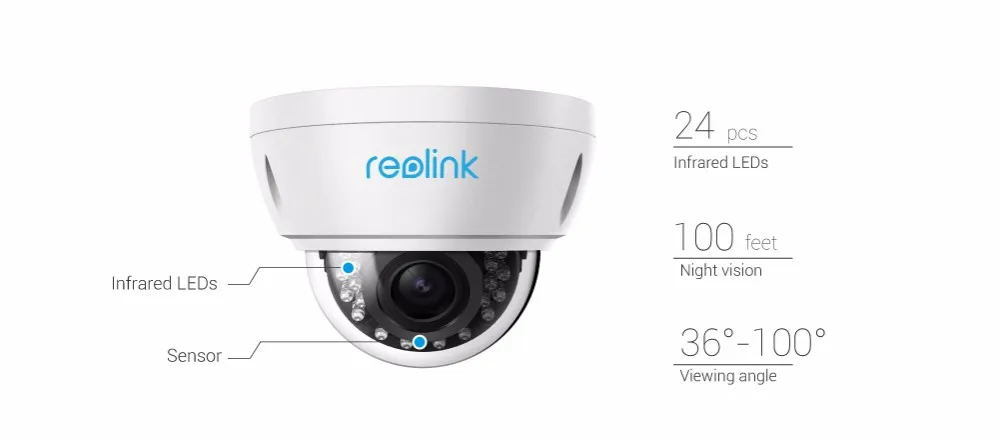 Reolink POE IP Камера HD 5MP Автофокус Зум Уличное Купольное Внутреннее Водонепроницаемое Видеонаблюдение ONVIF Безопасности Кам RLC-422-5MP