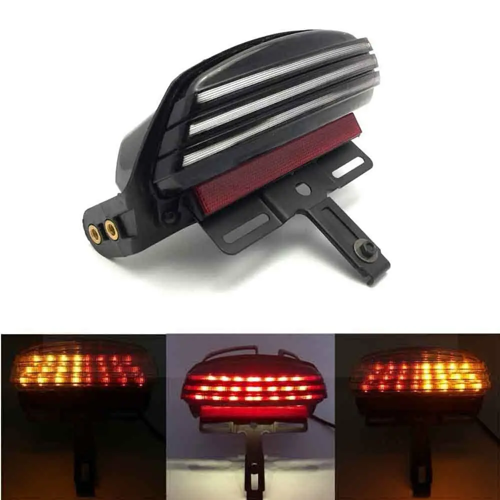 A turn signals Мотоцикл три-бар крыло светодиодный задний светильник Кронштейн номерного знака Поворотная сигнальная лампа для Harley Softail FXST FXSTB FXSTC FXSTS FLSTSB - Color: A turn signals