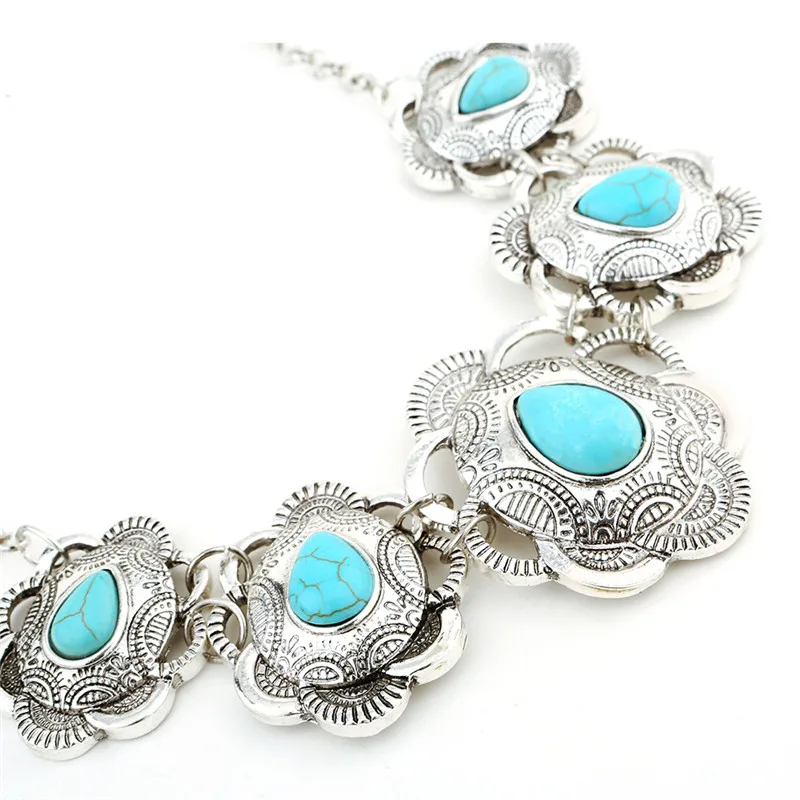 Винтажное богемное ожерелье с камнями массивное нагрудником этническое