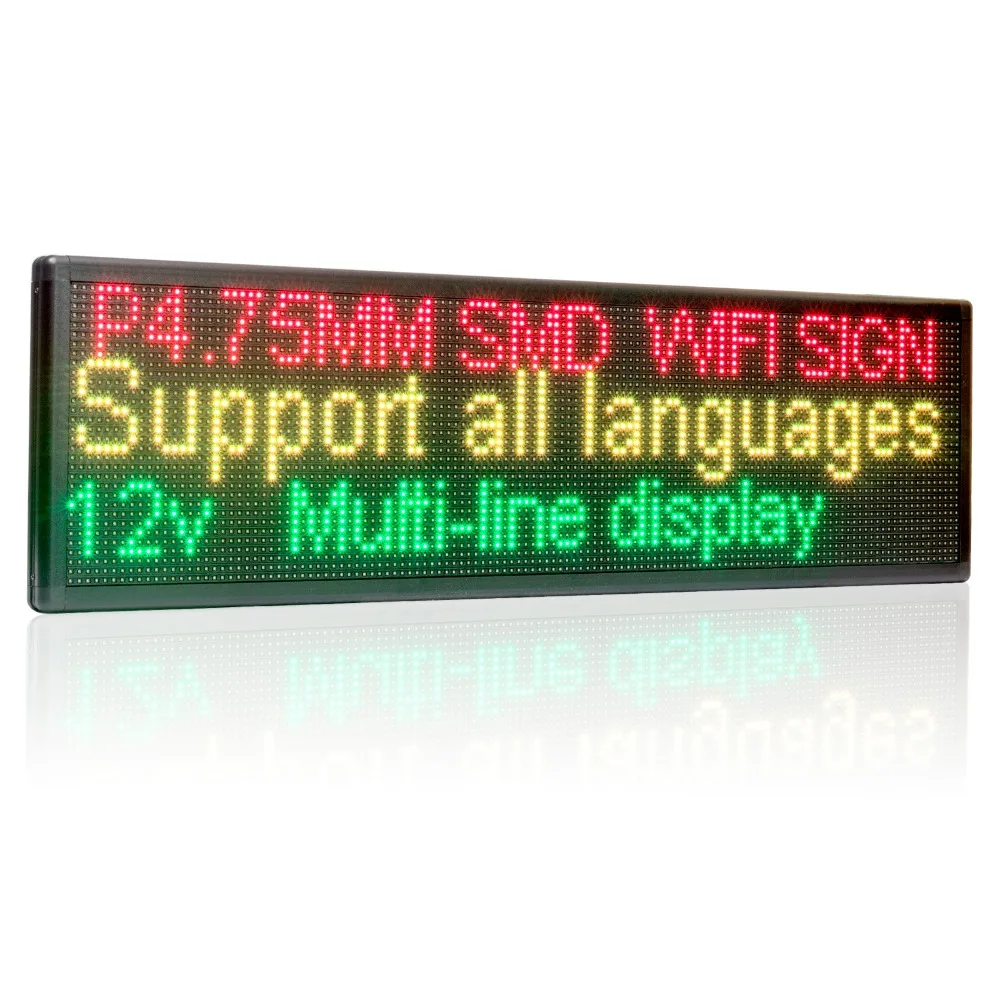 

12V 24V 110V-220V 63cm WiFi LED Sign Side Window Programmable Scrolling Two Lines Shop LED Message Display Board for Advertising