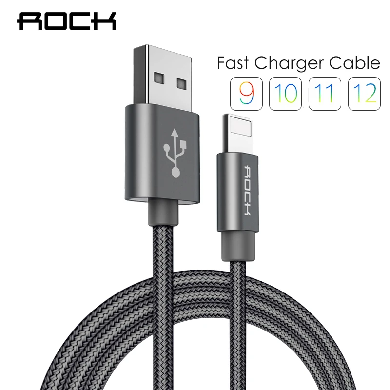 USB кабель ROCK для iPhone быстрой зарядки XS Max XR X 8 7 6 5 Plus iPad iOS|Кабели мобильных