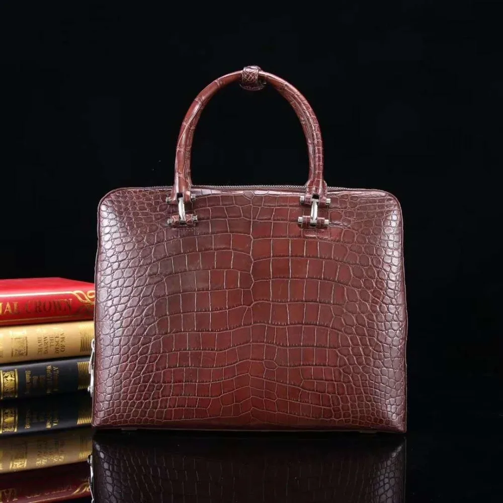 Роскошный качественный мужской деловой портфель из натуральной крокодиловой
