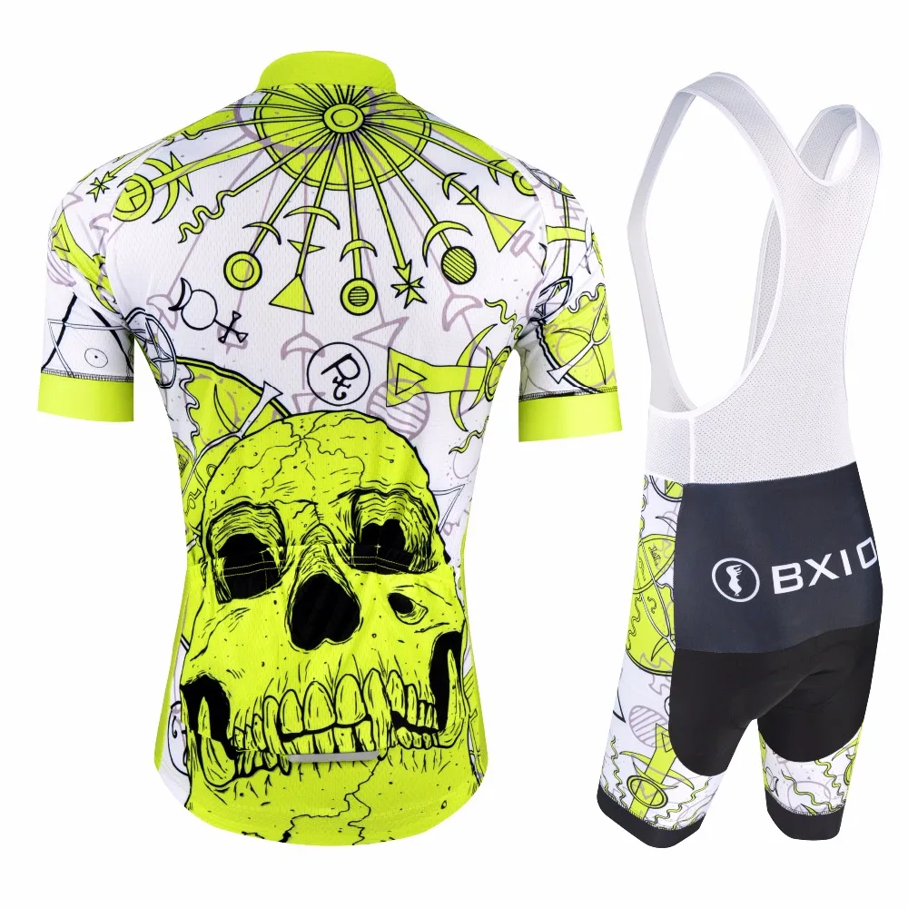 BXIO Pro Team Skull велосипедная одежда из лайкры с коротким рукавом и манжетами Roupa Ciclismo