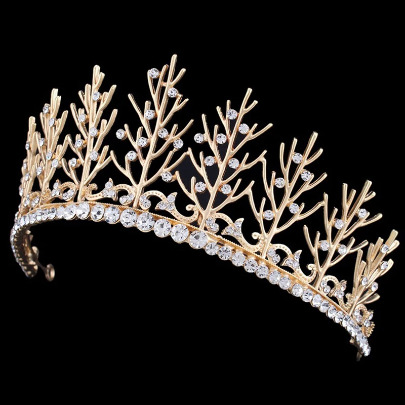 Свадебные украшения для волос невесты Хрустальная корона Золотая свадебная