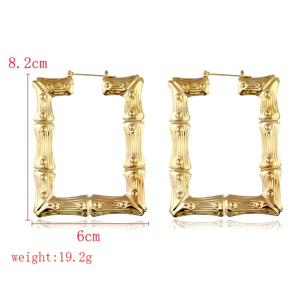1 пара большой бамбук прямоугольник Форма серьги преувеличены большие сплава для