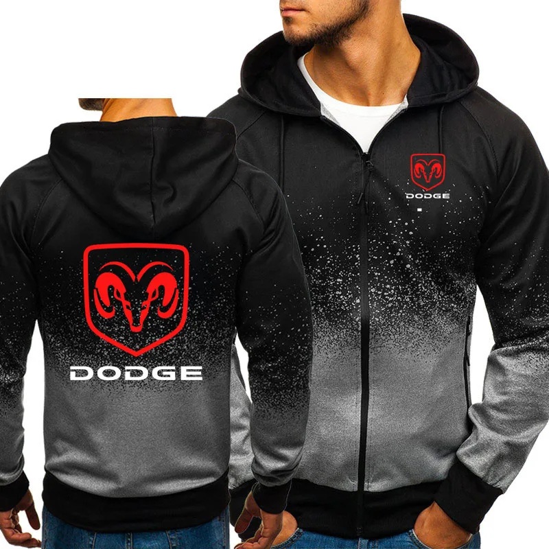 Толстовки мужские Dodge Car с логотипом, повседневные Хип-хоп Harajuku, градиентные цвета, с капюшоном, флисовые мужские толстовки, куртка на молнии, мужская одежда - Цвет: 801