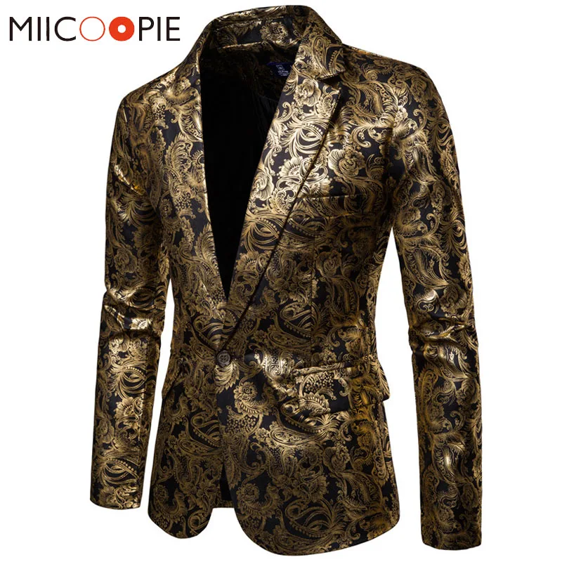 Блейзер Мужской с цветочным принтом повседневный блейзер глянцевым на одной