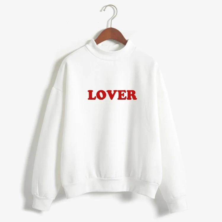 

New Autumn Winter Thick Sweatshirt Long Sleeve Letter Lover Printed Fleece Harajuku Women Hoodies Moletom Pullover Feminino