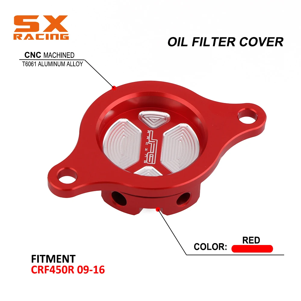 Мотоцикл с чпу красный масляный фильтр очиститель Кепки крышка для HONDA CRF450R CRF 450R