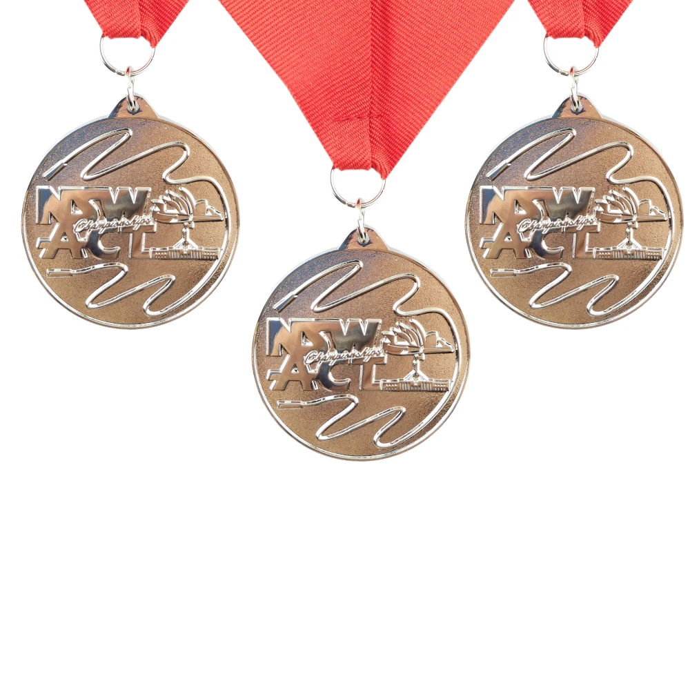 2 55 дюймов заказной цинковый сплав медаль круглая Блестящая серебряная с