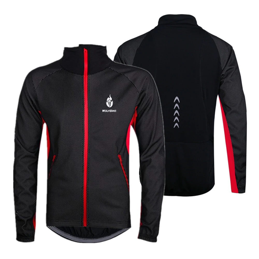 WOLFBIKE Мужская Флисовая теплая зимняя ветрозащитная куртка для езды на велосипеде