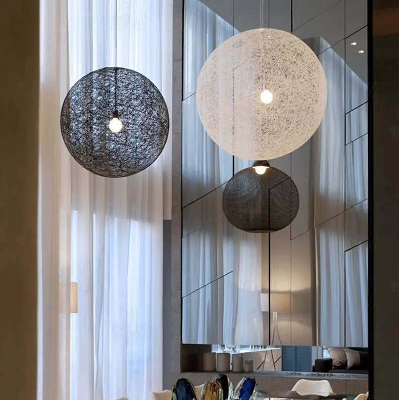 

Modern Creative Personality Colorful Rattan Pasta Mar Ball E27 Pendant Lamps for Restaurant Bar Cafe Hallway Pendant light