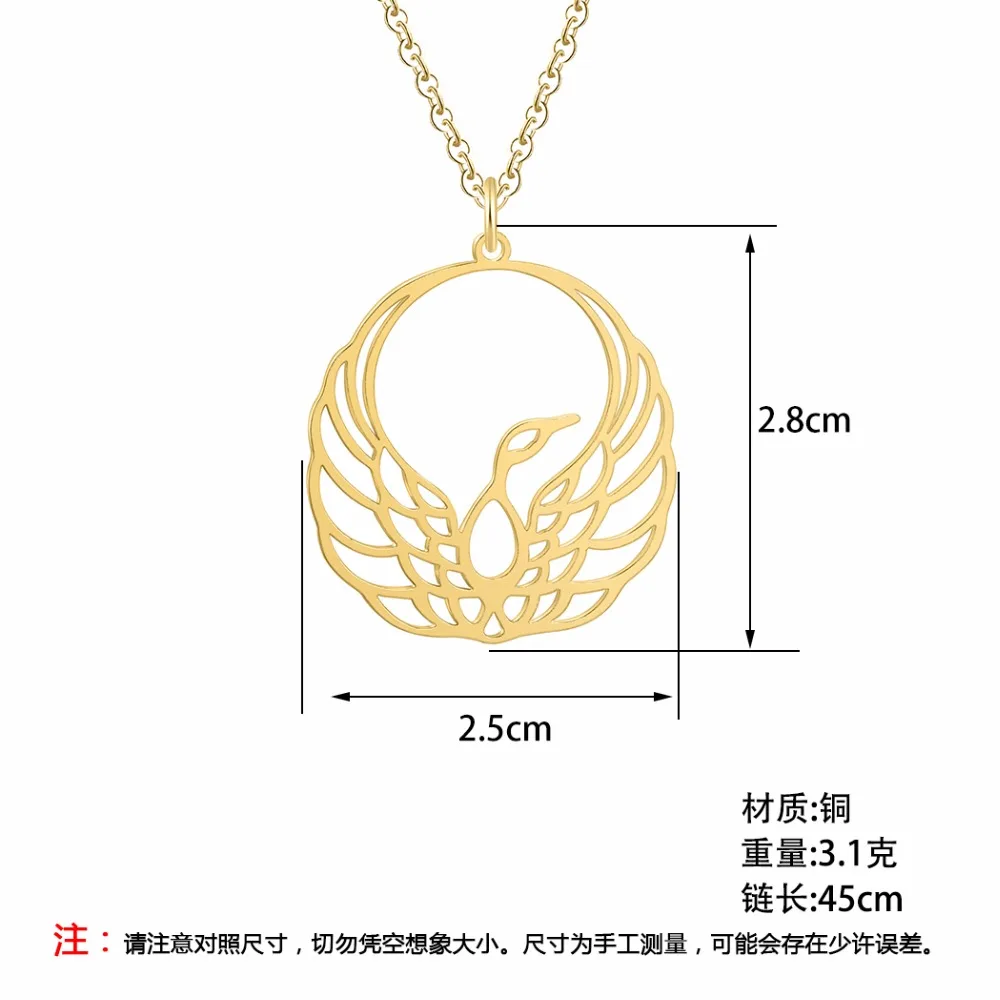 Женское этническое ожерелье с Фениксом модное Золотистое Ожерелье вырезами в